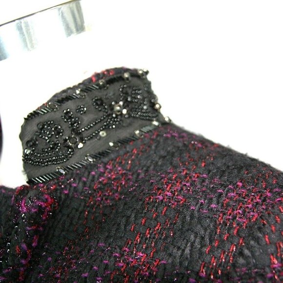 LES COPAINS GORGEOUS BLACK / PURPLE SUIT 90% WOOL SIZE 44 NEW MADE IN ITALY 122 - Picture 3 of 11